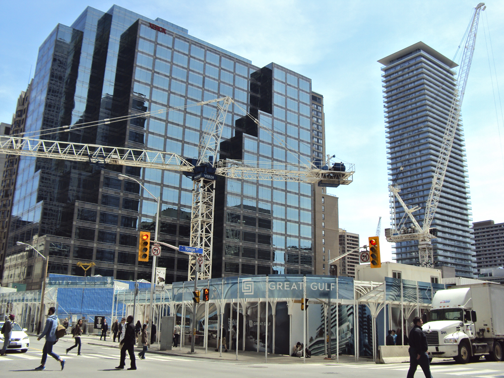 Cranes at Bloor and Yonge.
