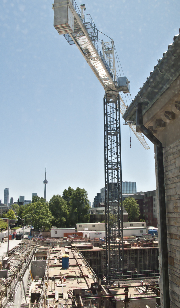 Crane and CN tower from Munk centre.