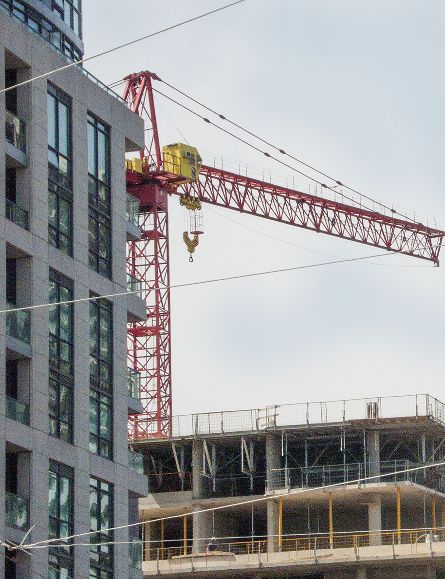 Red crane near Harbourfront.