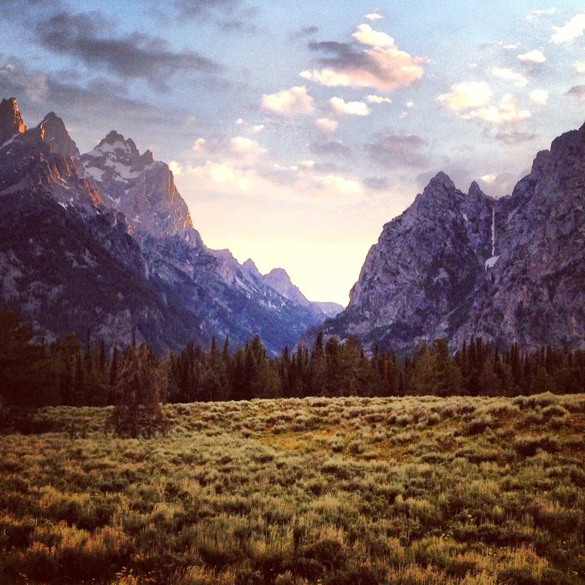 Sunset on Grand Tetons.