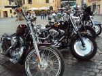 Harleys parked in Rome