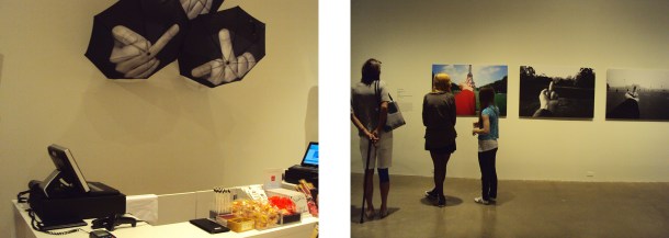 Ai WeiWei study in perspective and AGO umbrellas.