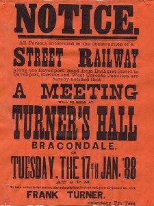 Historic poster about urban railroad meeting.