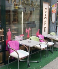 Blankets on cafe chairs in VIenna.