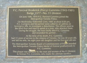 Commemorative plaque at 11 Division Police station. 