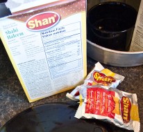 Box and packets of haleem mixtures.