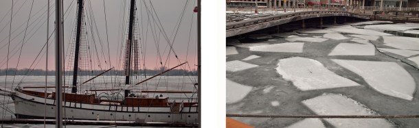 Sailboat and Quay in the ice.