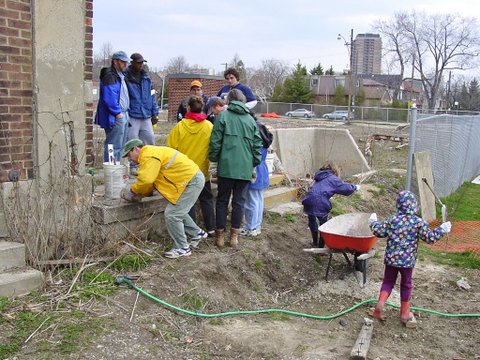 building the pizza oven.
