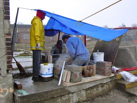 Building the pizza oven.