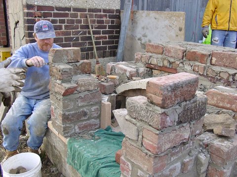 Building the pizza oven.
