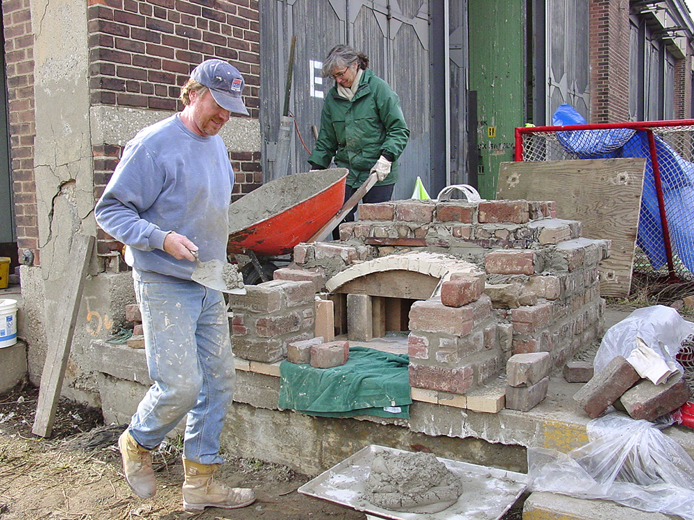 Building the pizza oven.