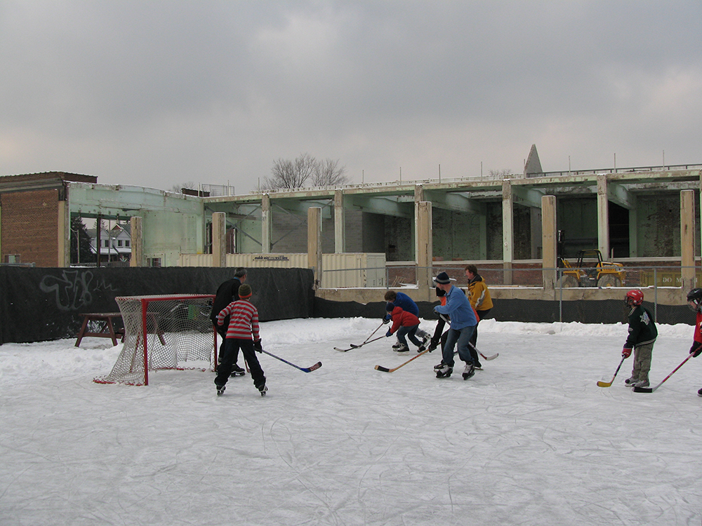 Skaters at Wychwood ice rink, 2008.