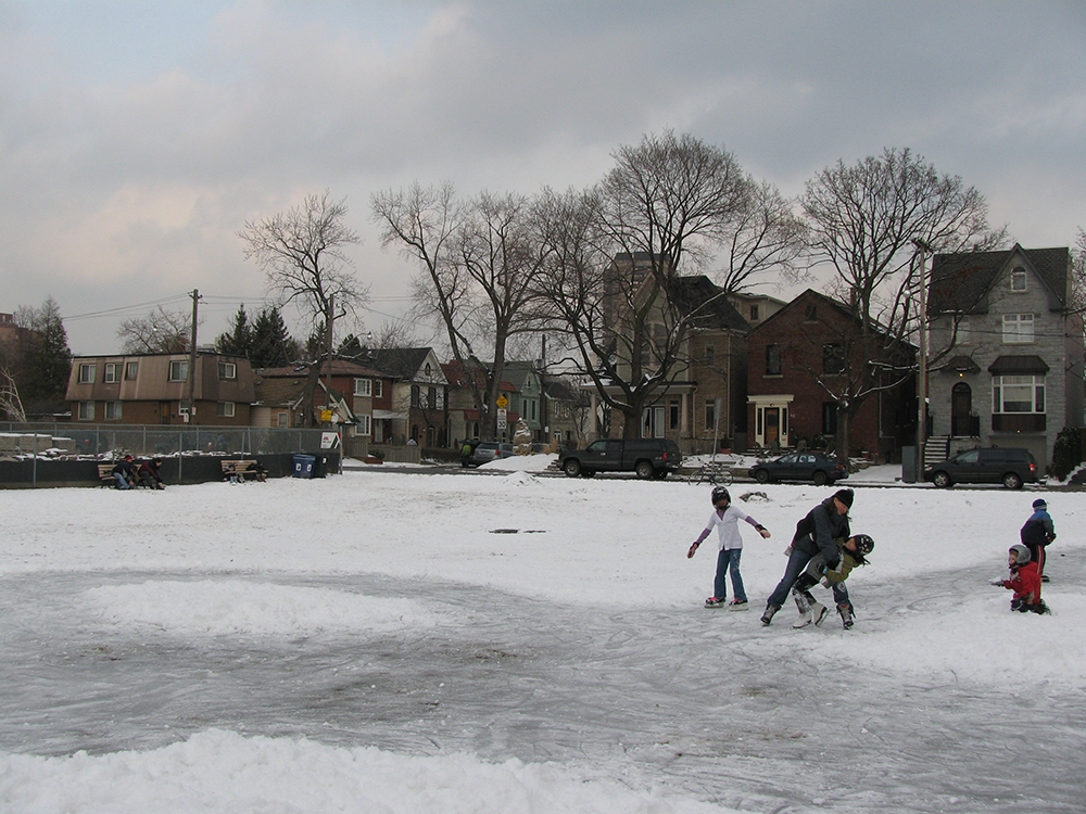 Skaters at Wychwood ice rink.