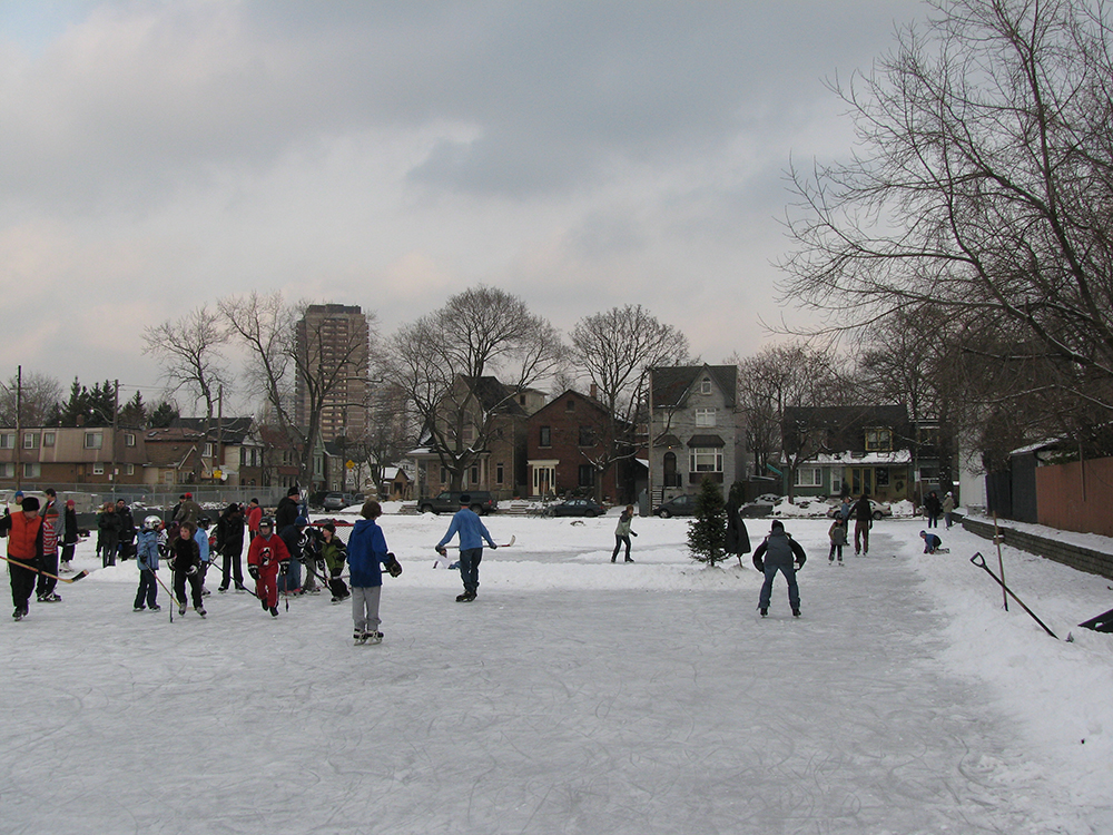 Skaters at Wychwood ice rink, 2008.