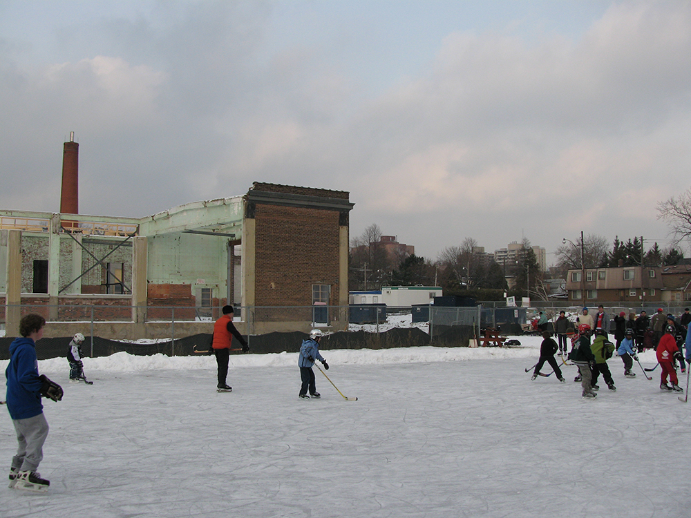 Skaters at Wychwood ice rink, 2008.