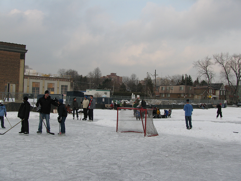 Skaters at Wychwood ice rink, 2008.