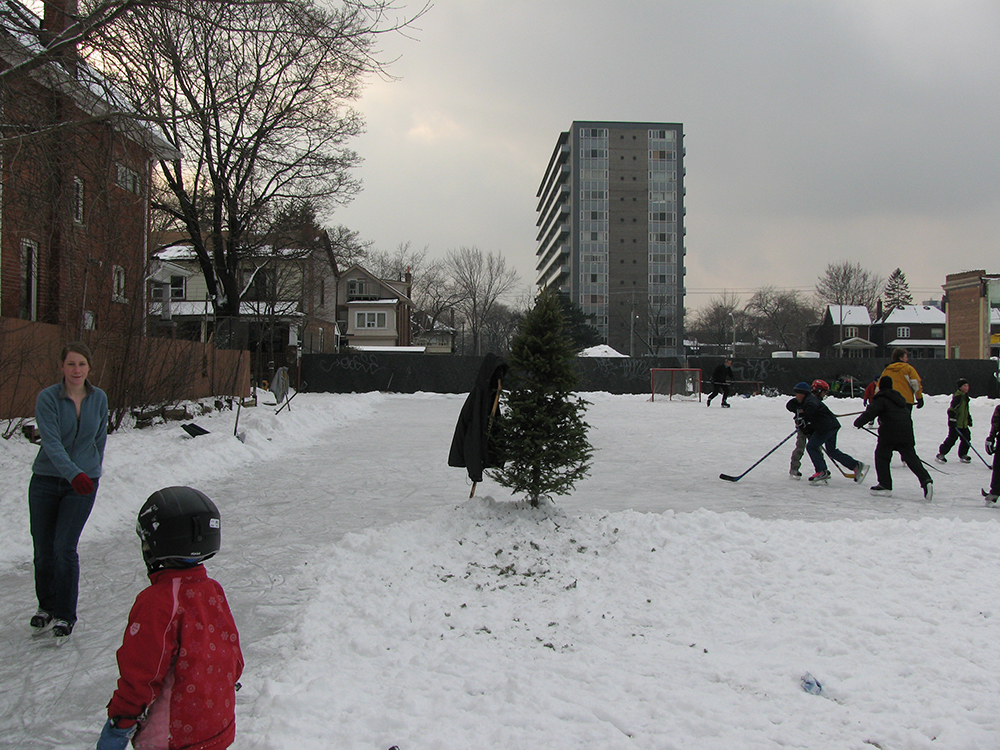 Skaters at Wychwood ice rink, 2008.