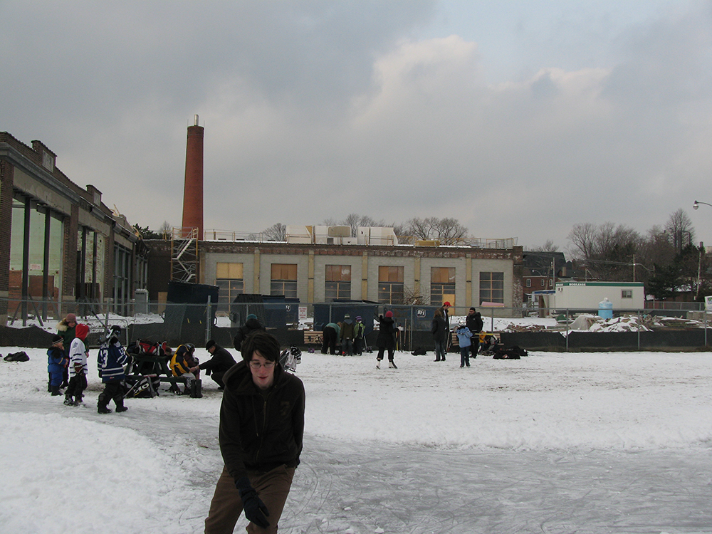 Skaters at Wychwood ice rink, 2008.
