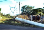Geothermal pipe and electrical cable.