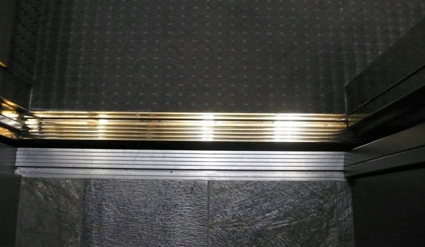 Elevator opening gap in floor.