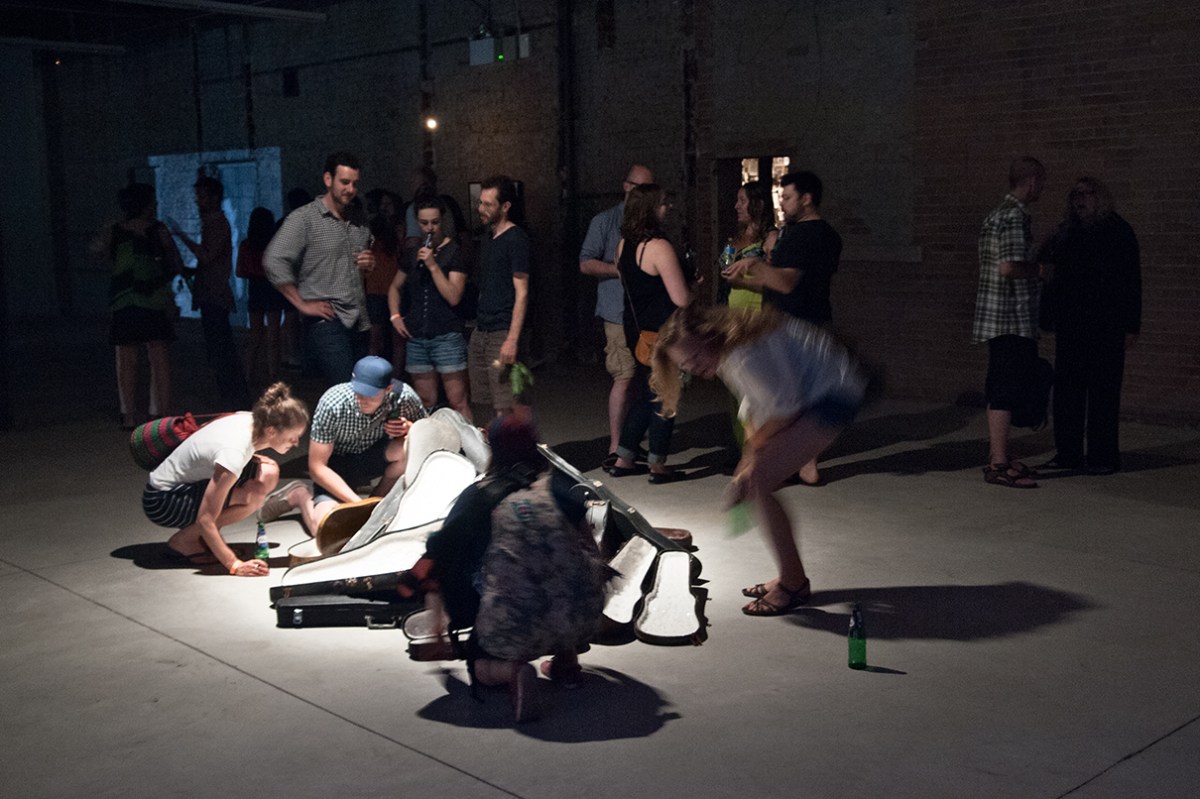 Crowd at crystals installation.