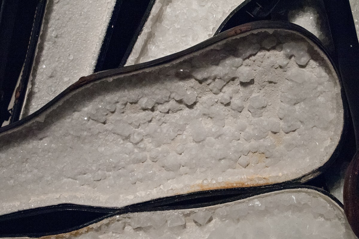 Crystals in violin cases.
