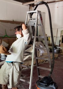 Showering with shop vac.