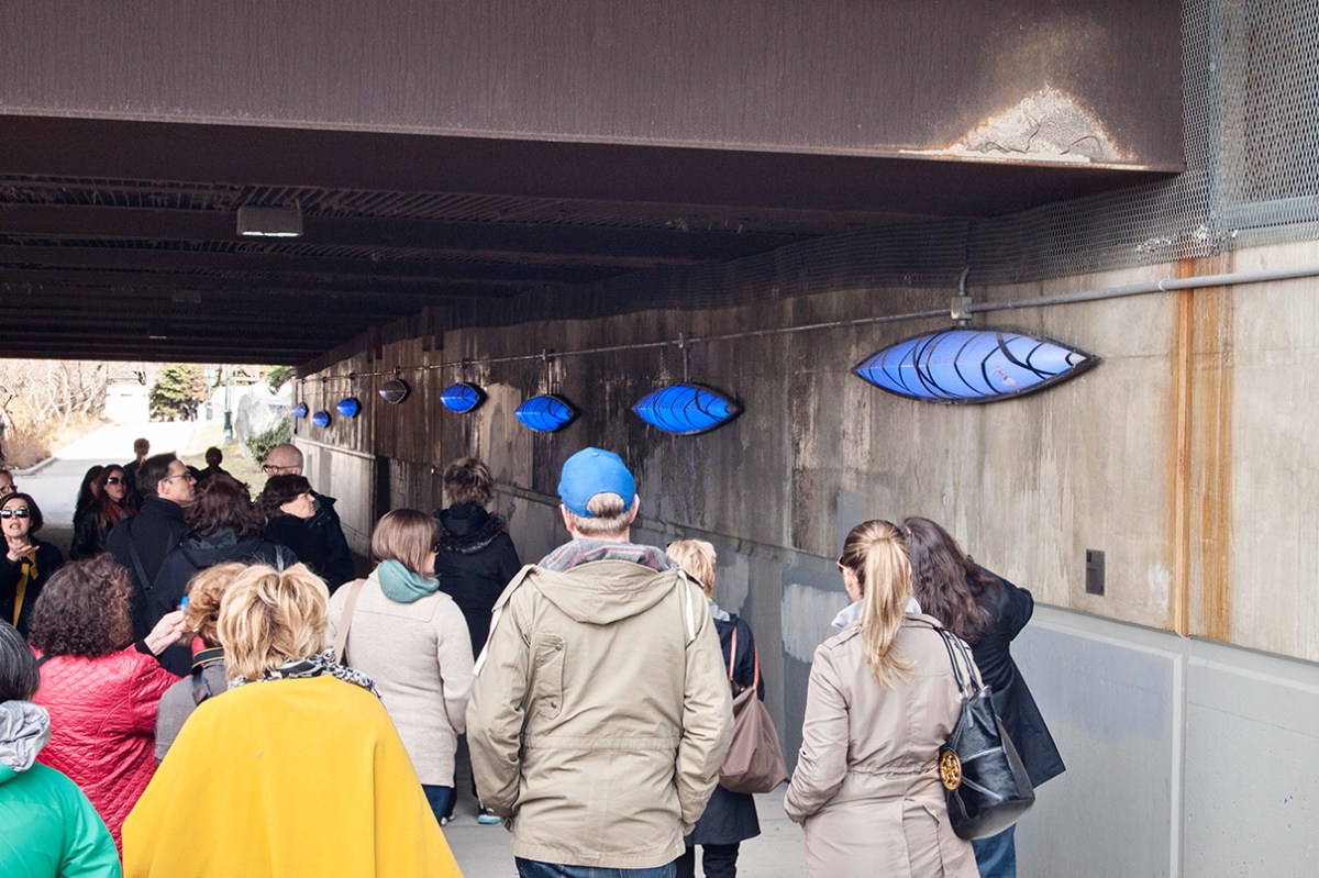 Light Canoe installation in Spadina underpass.