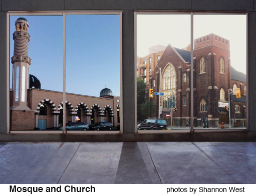 Mosque and church in Toronto.