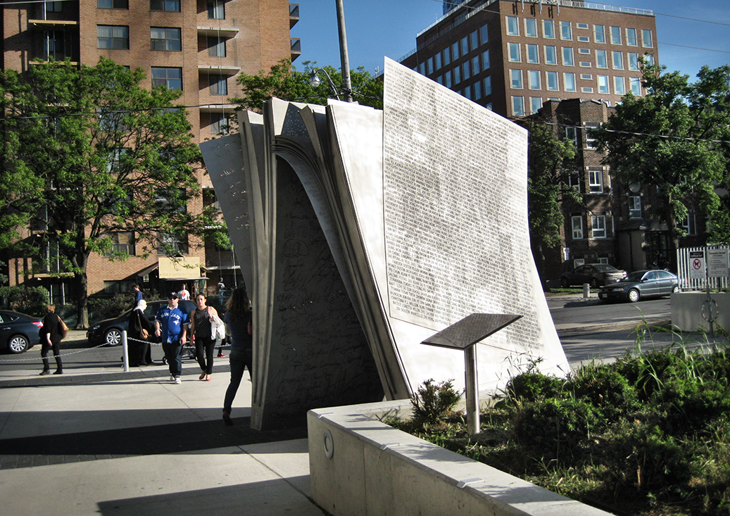 "What's your name?" sculpture at North Toronto Collegiate.