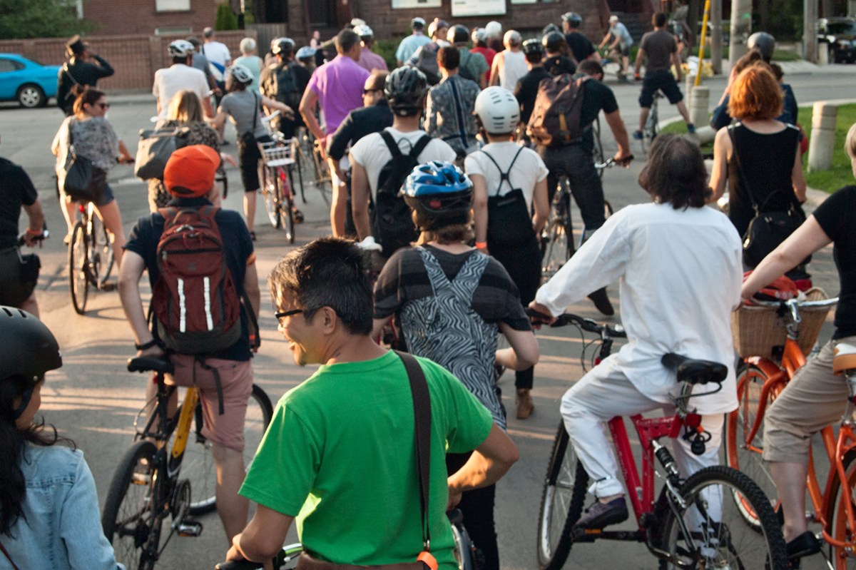 Bike tour on the street.