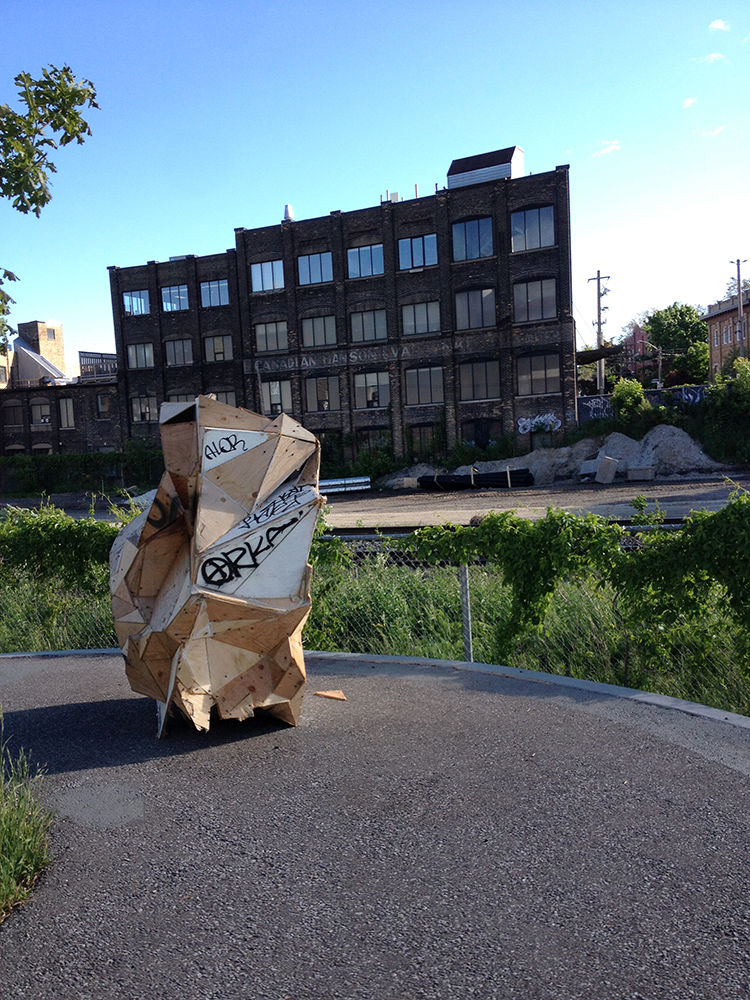 Upright sculpture on Rail Path.