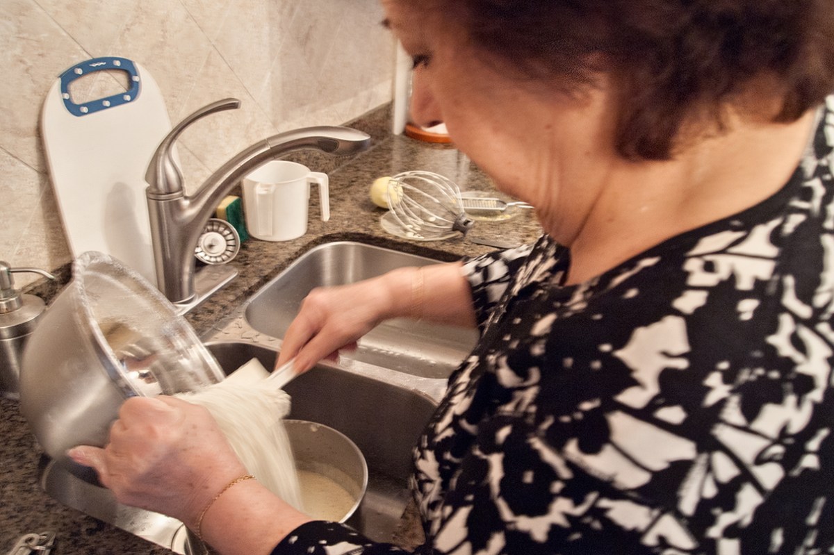 Adding ground almonds.