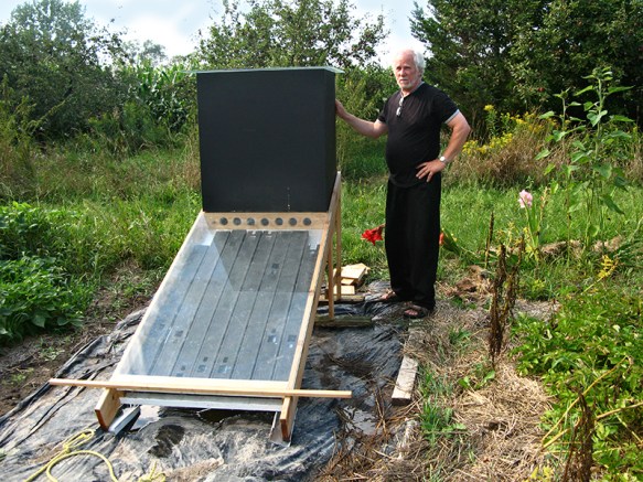 Bengt with solar dehydrator.