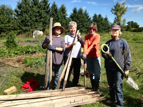 Work group in garden.