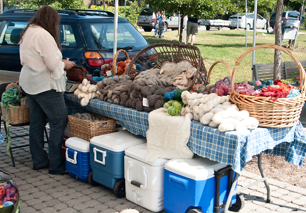 Yarn at farmers' market.