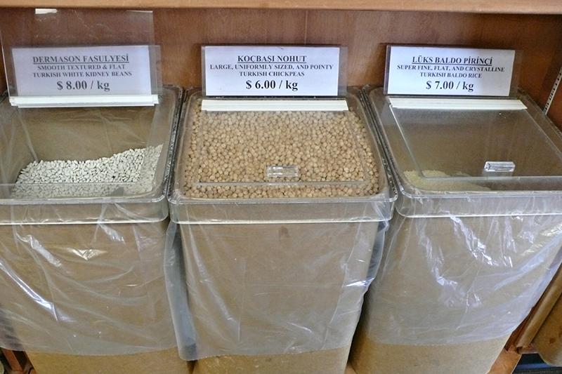 Beans, rice, chickpeas.