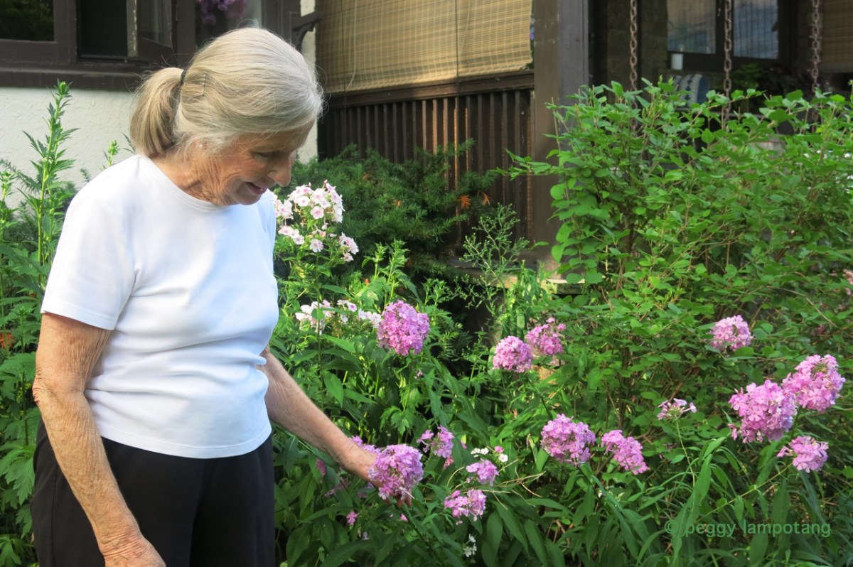 Florence Watts with phlox.