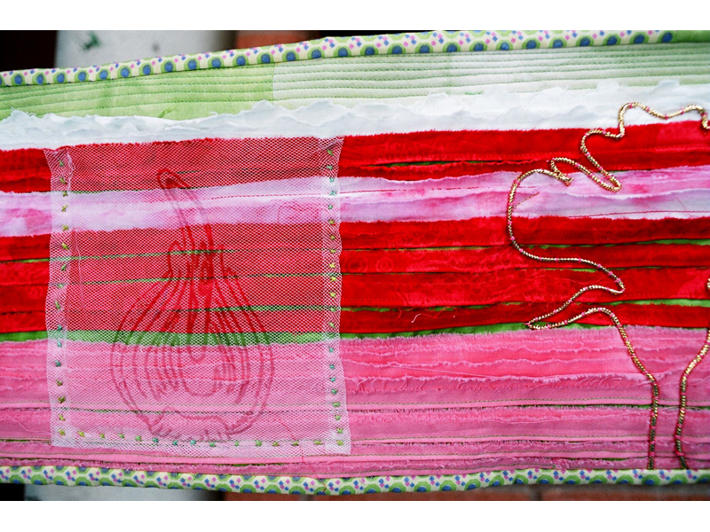 Tulip detail, fabric art.