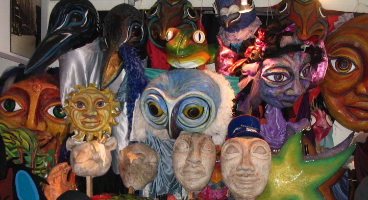 Puppet heads at Red Pepper Spectacle arts.