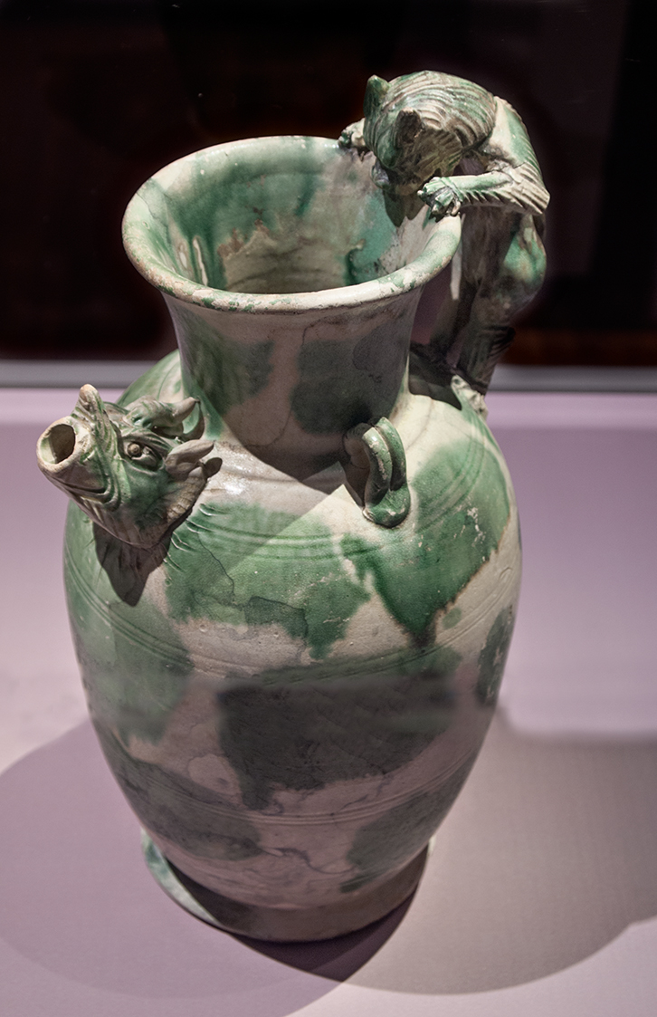 Green and white ewer.