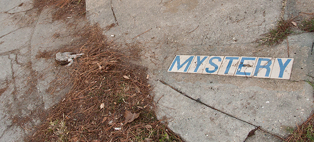 Mystery street name in sidewalk, New Orleans.