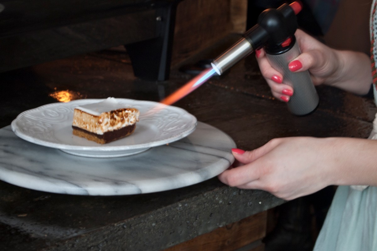 Browning the s'more.