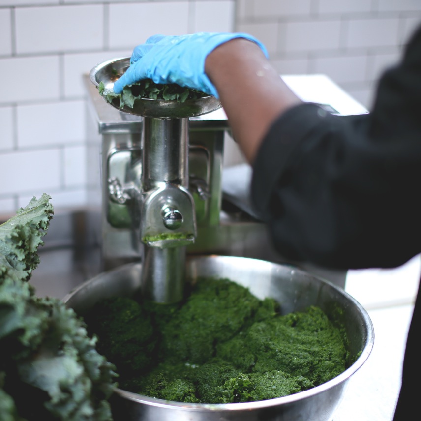 Juicing greens.
