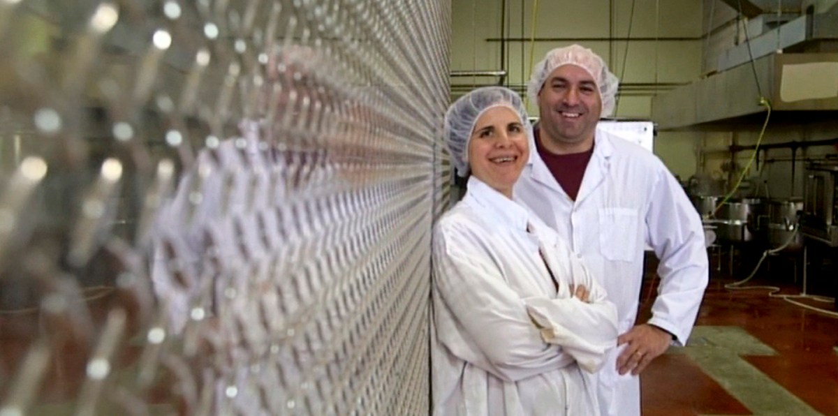 Nurith and Eldad in their factory.