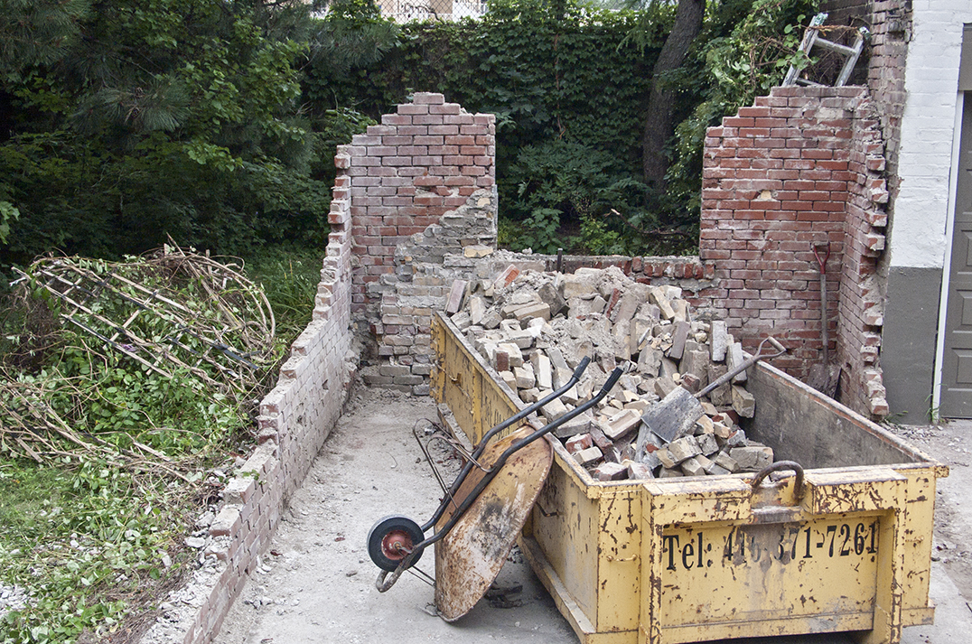 Debris in the dumpster.