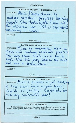 Report card comments.