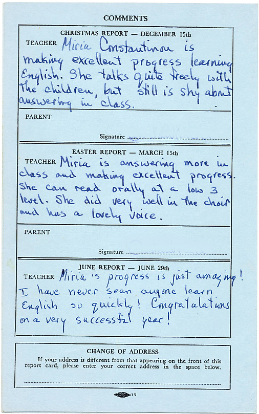 Report card comments.