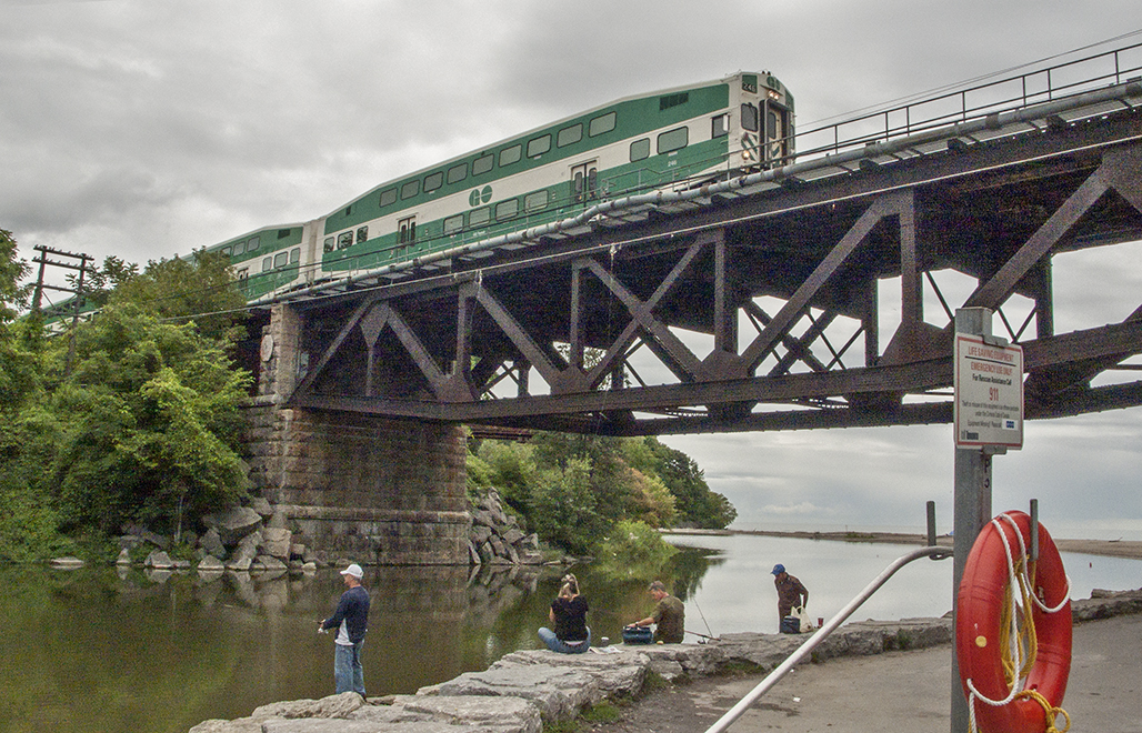 GO train above fishers.