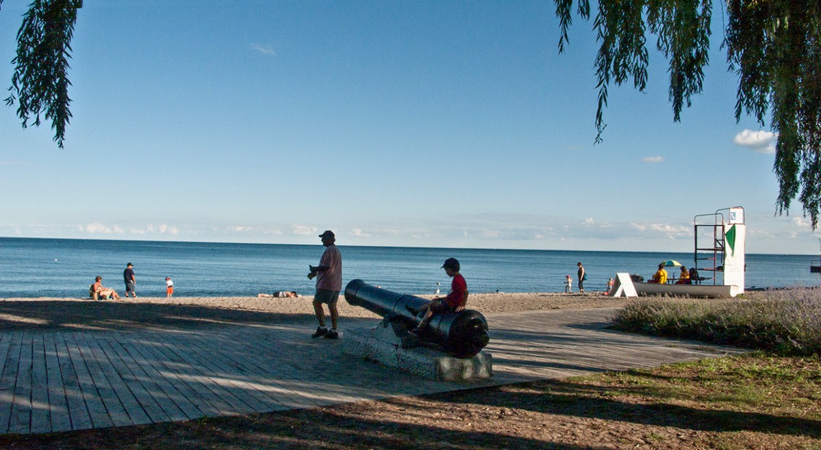 On the cannon at the beach.